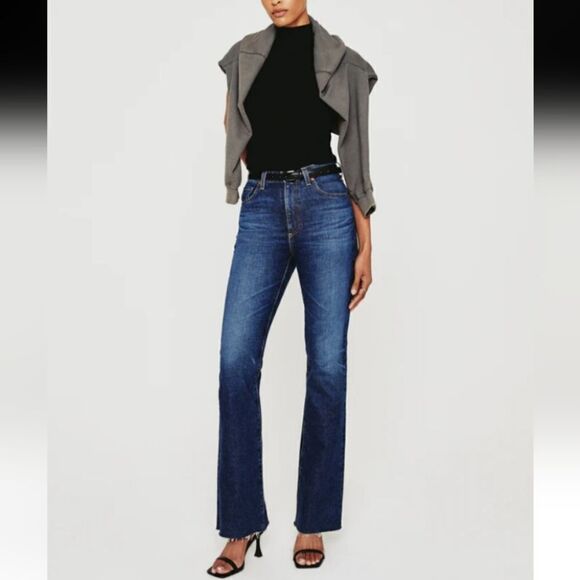 AG Contour 360 Alexxis Boot Cut Jean high rise raw hem dark blue new size 22 - Picture 13 of 14